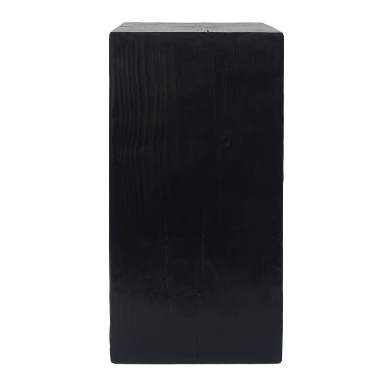 Wood-Look Square-Column MGO End Table, H27.75",Wood-Like Distressed Finish, Mix with Different Heights, Indoor Outdoor Use
