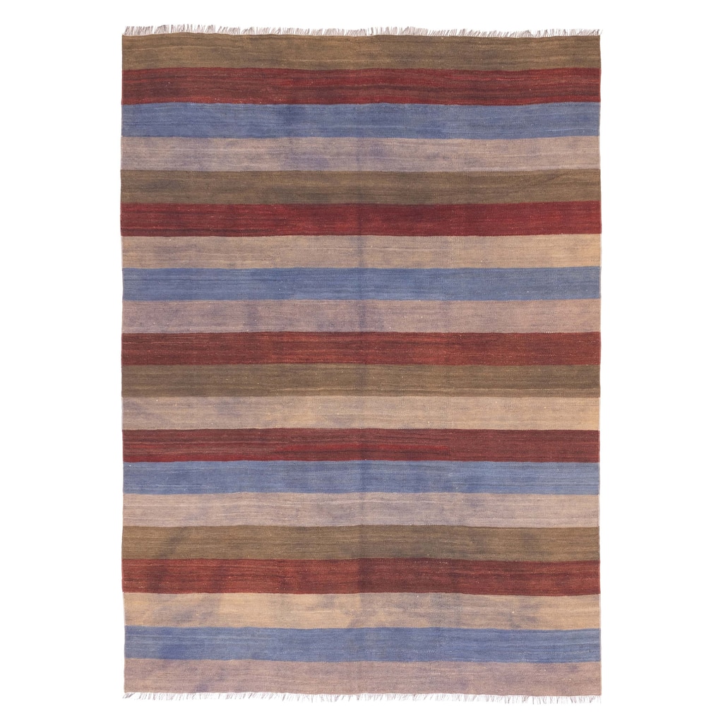 ECARPETGALLERY Flat-Weave Boho Multi Color Wool Kilim - 6'5 x 8'8