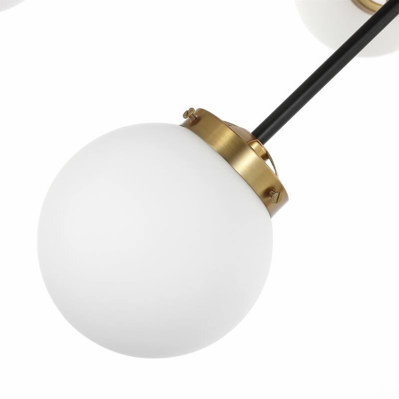 Modern Chandelier Sputnik Black Brass 12-Light Opal Glass