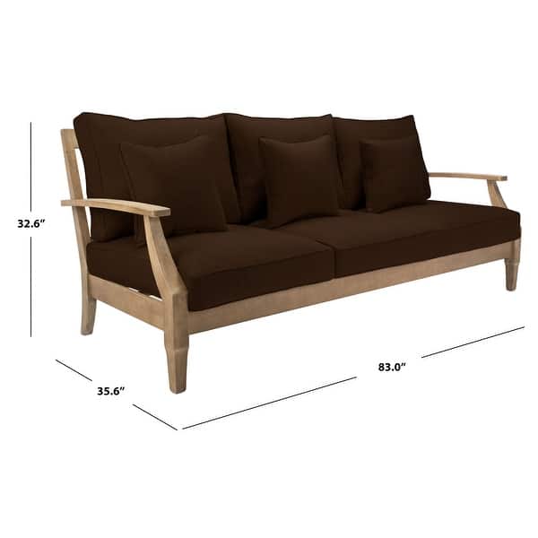 dimension image slide 7 of 10, SAFAVIEH Couture Outdoor Martinique Solid Wood Patio Sofa