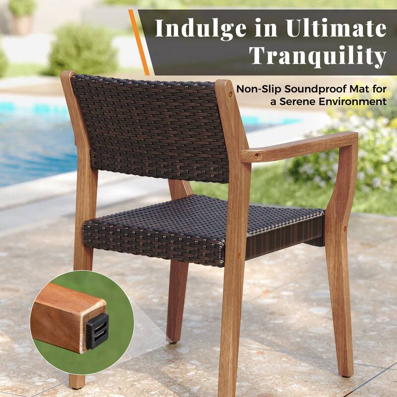 MAISON ARTS 7/9-Piece Acacia Wood Outdoor Dining Set for 6/8, Expandable Table with Wicker Chairs, Farmhouse Patio Furniture