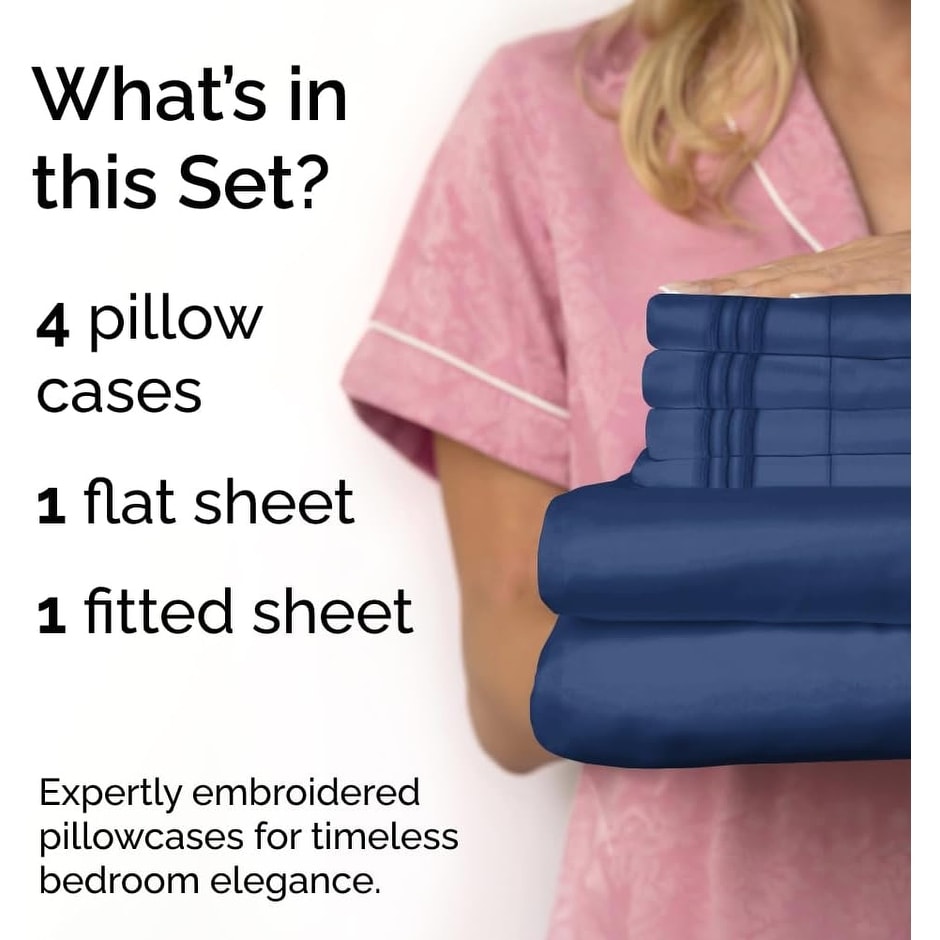 CGK Linens 6 Piece Solid Deep Pockets Microfiber, Easy-Fit Bed Sheet Set - Picture 51 of 396