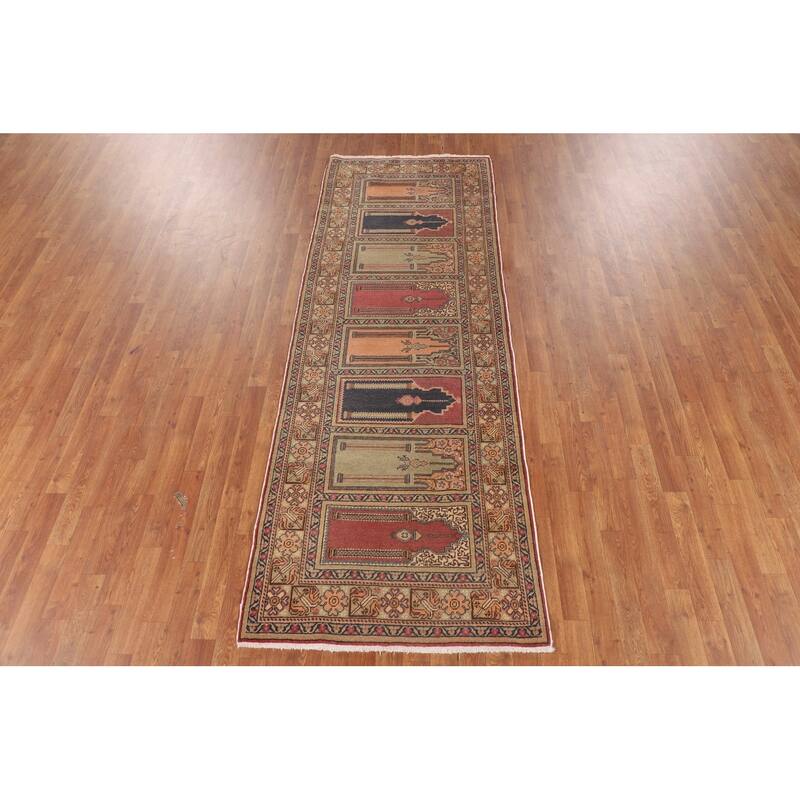 Anatolian Turkish Vintage Runner Rug Handmade Wool Carpet - 3'2" X 8'10"