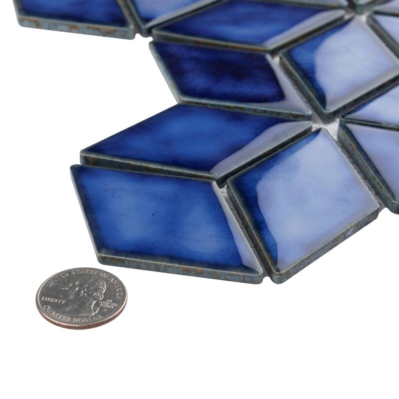 Merola Tile Hudson Rhombus Sapphire 10-1/4" x 11-3/4" Porcelain Mosaic Floor and Wall Tile