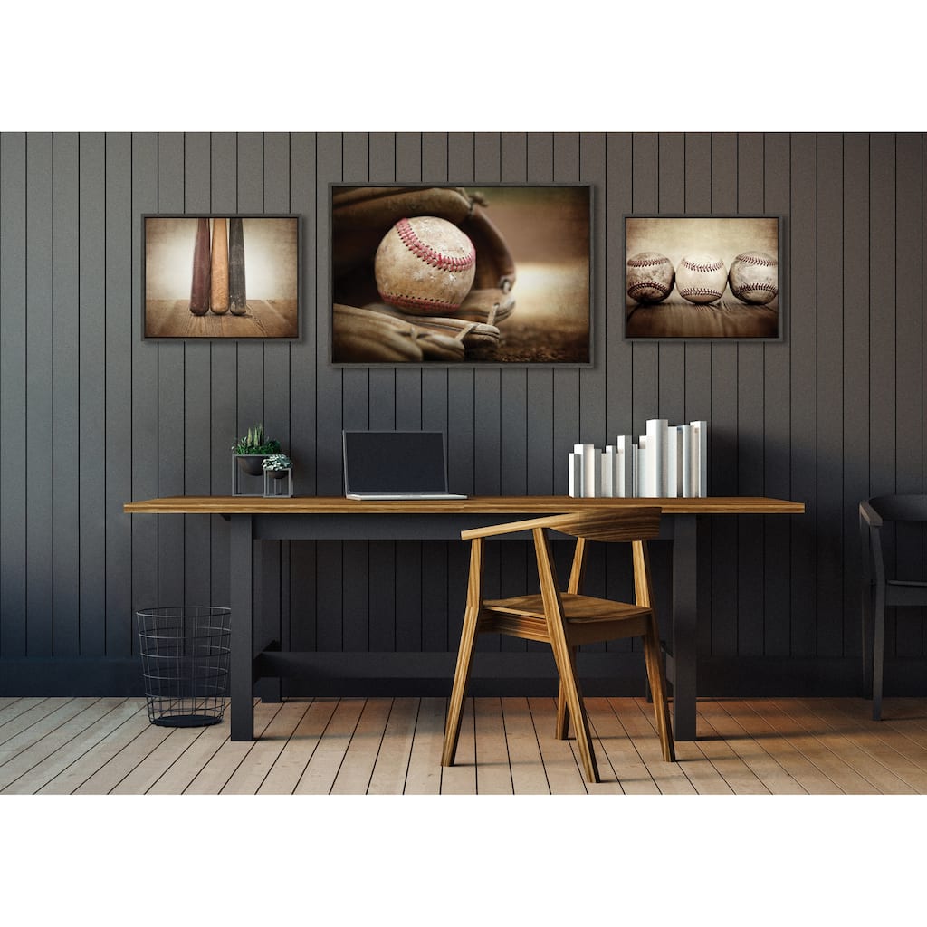 Kate and Laurel Sylvie Baseball Canvas Art Set by Saint and Sailor Studios