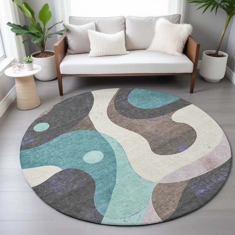 Machine Washable Indoor/Outdoor Casual Contemporary Chantille Rug