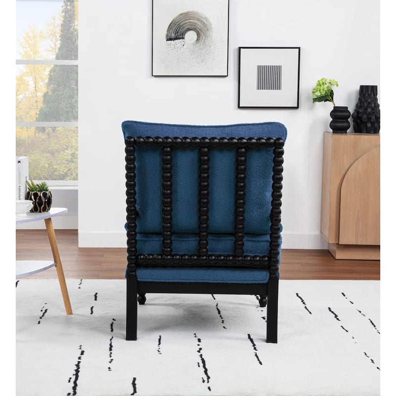 SEYNAR Mid Century Teddy Velvet Fabric Wood Accent Armchair with Cushion Set of 2