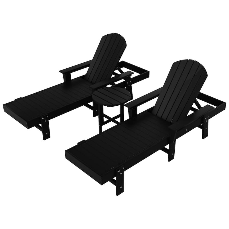 Polytrends Altura Poly Eco-Friendly All Weather Reclining Chaise Lounge with Arms & Side Table (3 Piece Set)