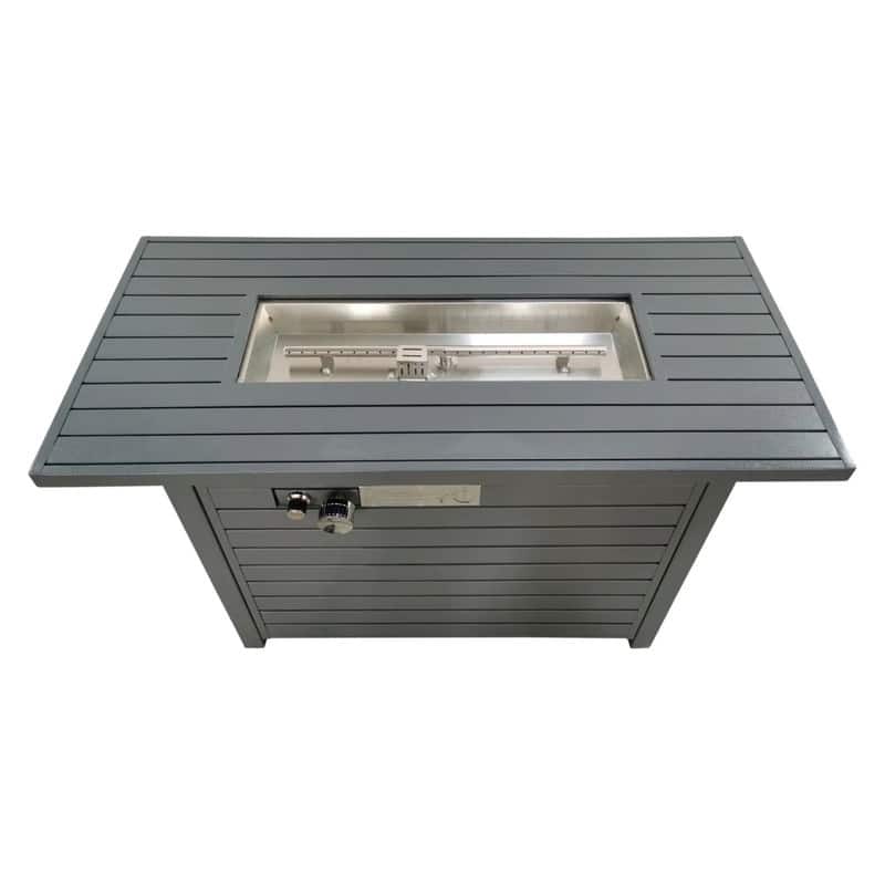 11'' H x 42'' L Steel Propane Outdoor Fire Pit Table with Lid