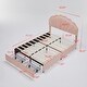 preview thumbnail 3 of 5, Full Size Upholstered Smart LED Bed Frame with 2 Storage Drawers and Chic Double Petal Headboard