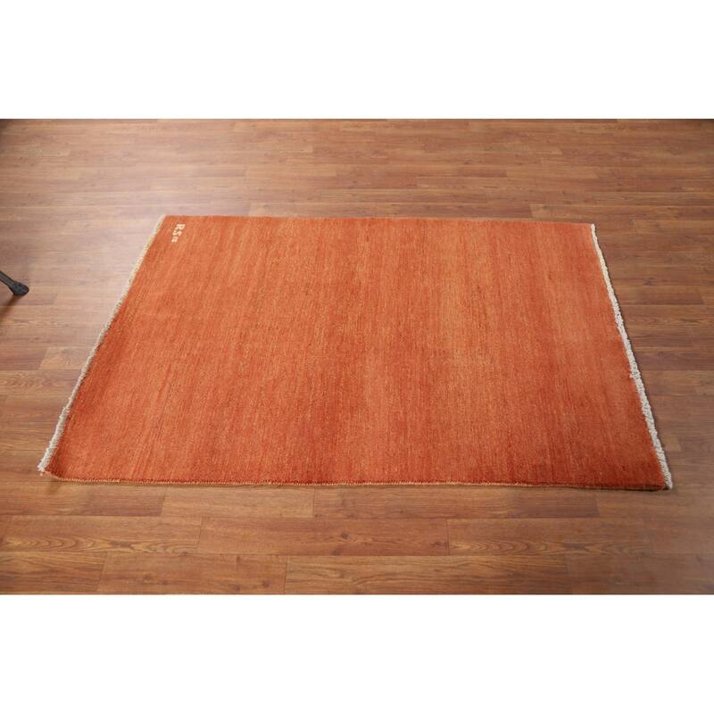 Orange Gabbeh Oriental Foyer Rug Handmade Wool Carpet - 3'4"x 4'10"