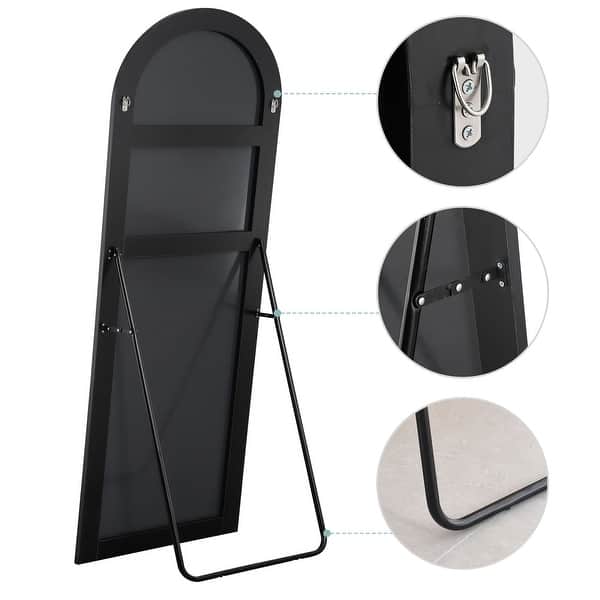 Arched Mirror Full-length Floor Mirror with Standing - Black - 59x20