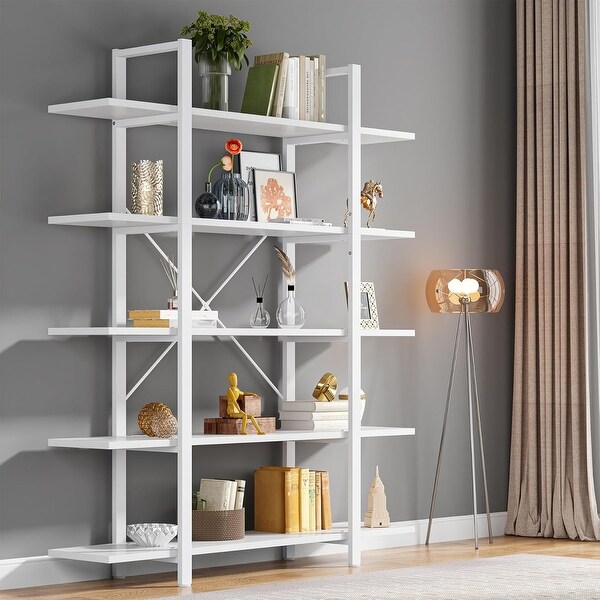 5-Tier Bookshelf, Vintage Industrial Style Bookcase - On
