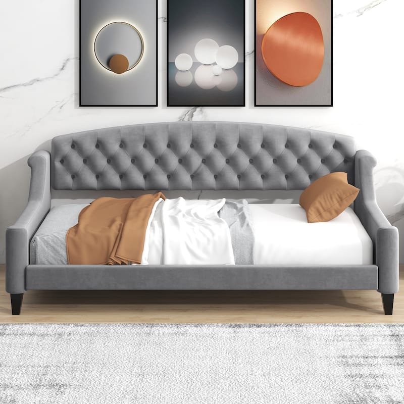Velvet Daybed with Button Tufted Backrest