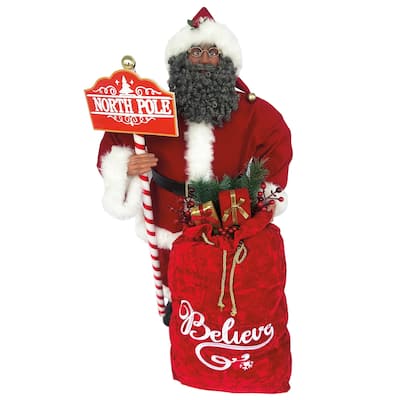 36" Black North Pole Santa