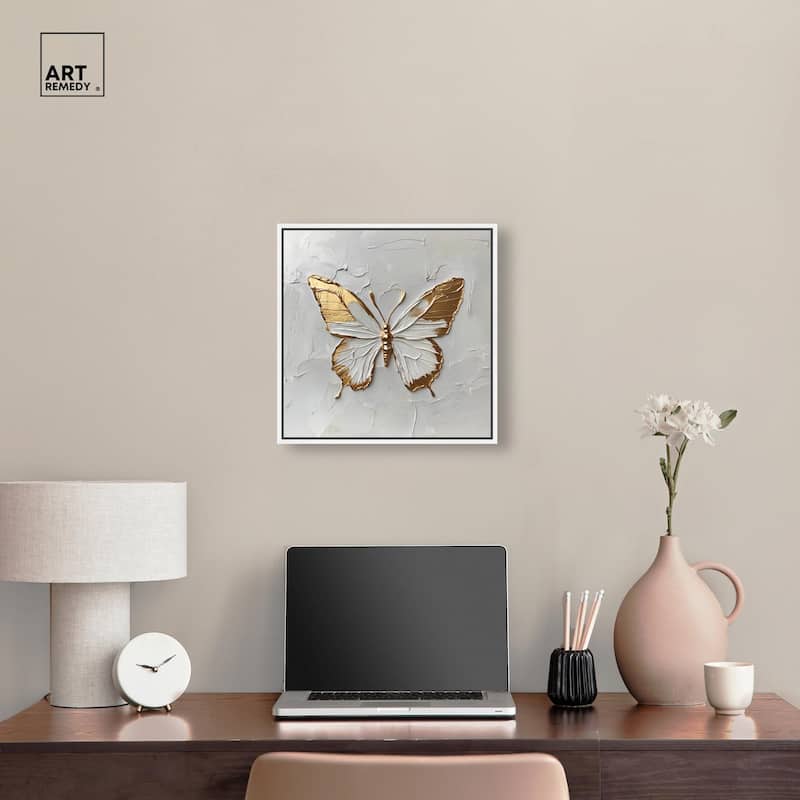Simple Golden Butterfly Canvas by Art Remedy