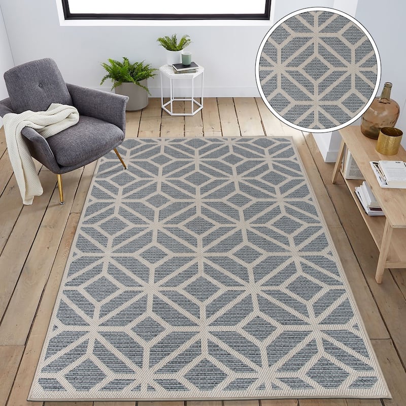 World Rug Gallery Modern Contemporary Geometric Indoor/Outdoor Area Rug