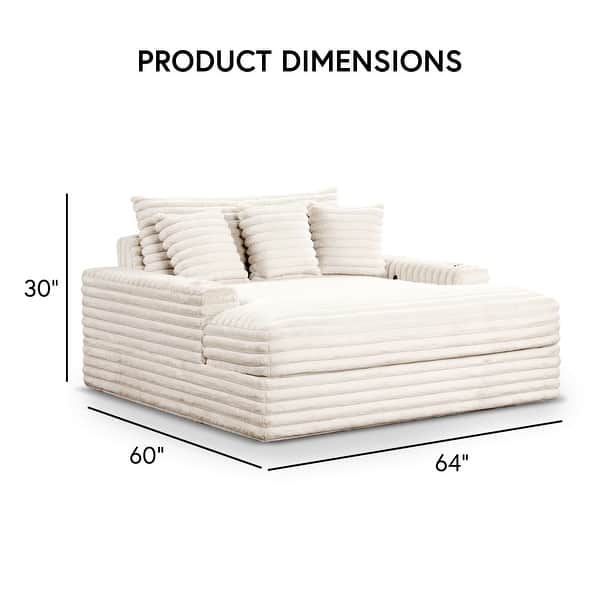 Furniture of America Venden Modern Chenille Padded 2-Seater Chaise Loveseat with USB Charger and Cup Holders