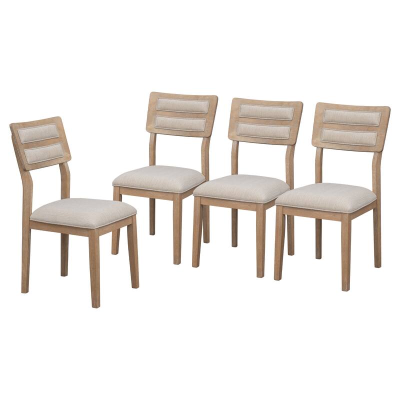 Classic 6-Piece Dining Set with 4 Upholstered Chairs and Bench