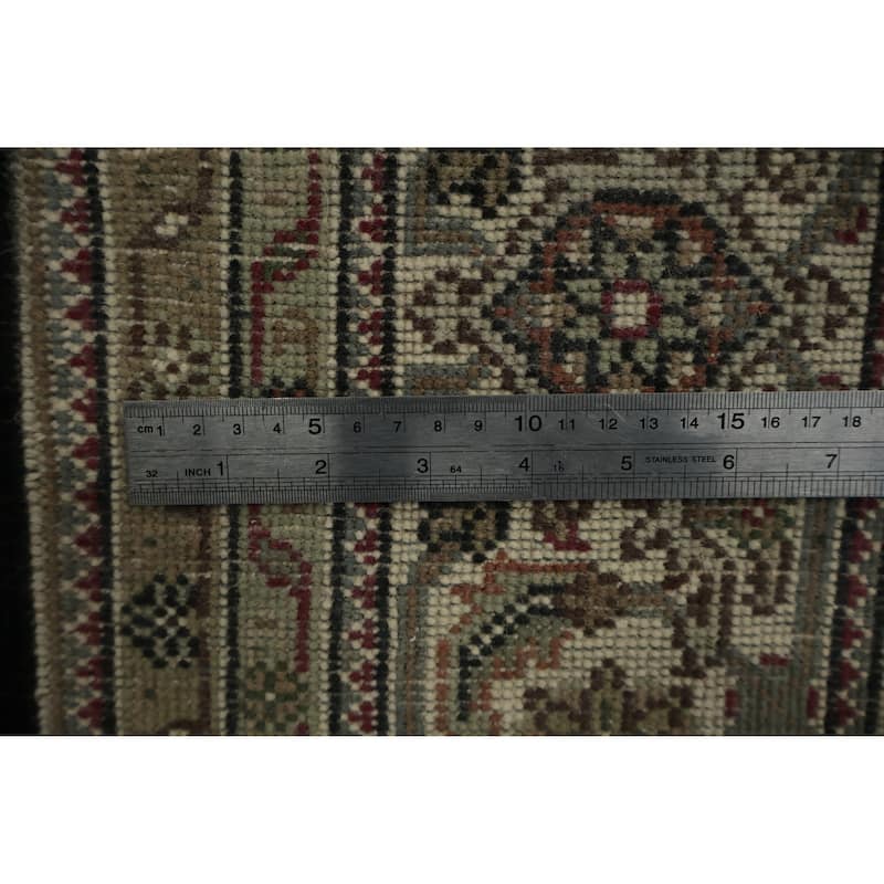 Hand Knotted Oriental 100% Wool Carpet Traditional Floral Black Tabriz-Mahi Area Rug - 8' 8'' X 5' 8''