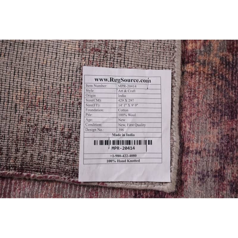 Art & Craft Abstract Large Area Rug Hand-Knotted Wool Carpet - 9'9"x 14'1"