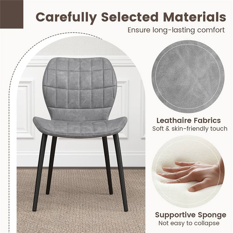 Gymax Dining Chairs Set of 2 w/ Padded Back Metal Legs & 2 Adjustable