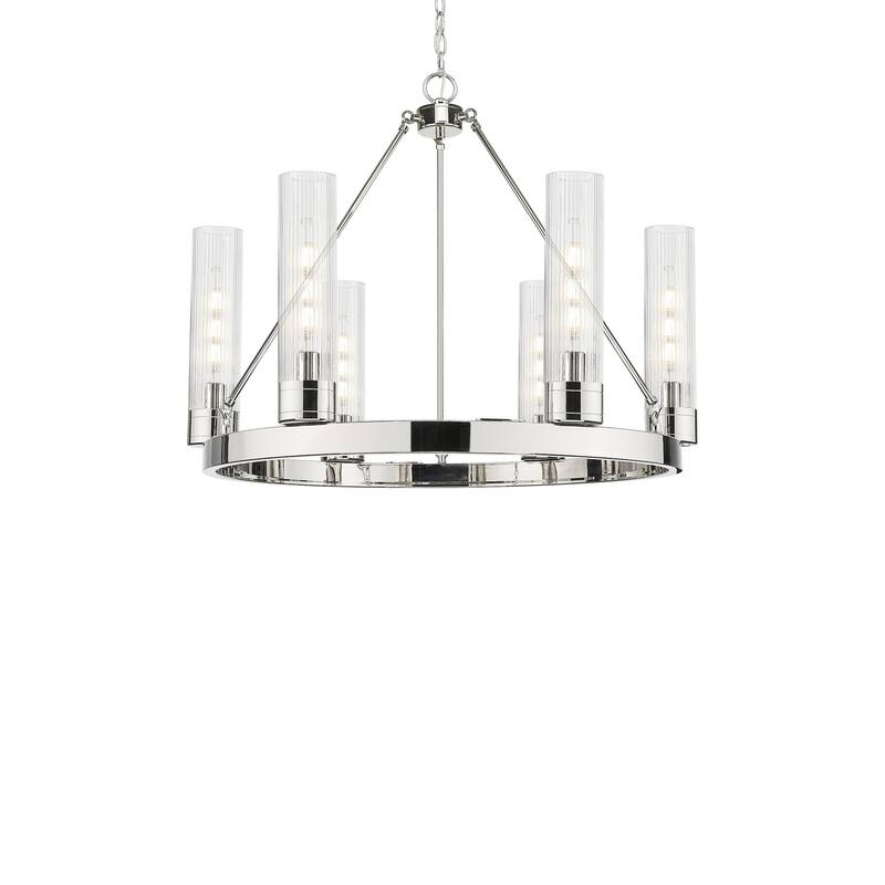 Innovations Lighting 617-6CR-24-29 Boreas Chandelier Boreas 6 Light - Polished Nickel / Striped Clear