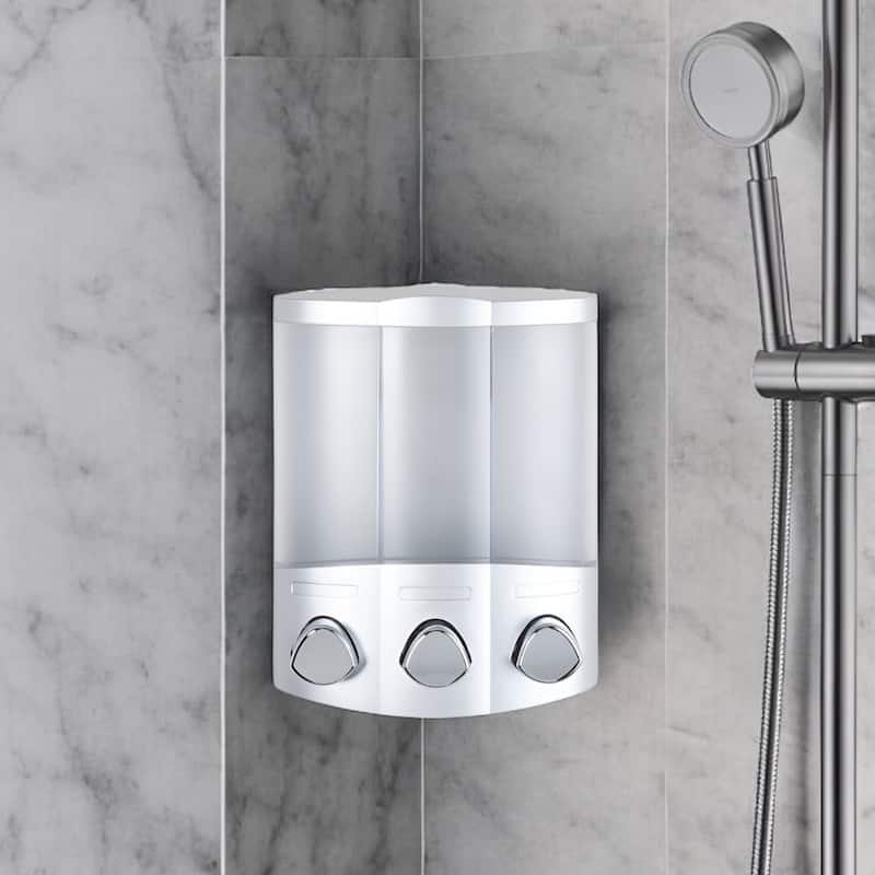 HomeRoots Gray Heavy Duty Plastic Three Chamber Wall Mount Soap Dispenser - 7' X '8.75' X '3.75 - Gray - 7' X '8.75' X '3.75
