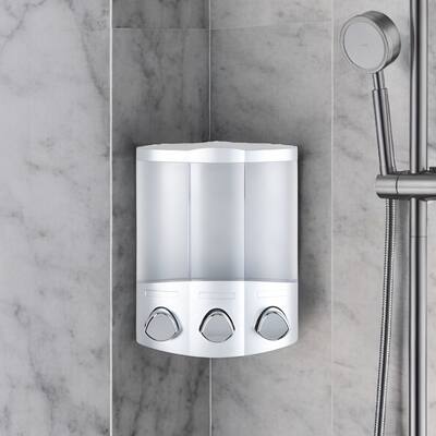 HomeRoots Gray Heavy Duty Plastic Three Chamber Wall Mount Soap Dispenser - 7' X '8.75' X '3.75