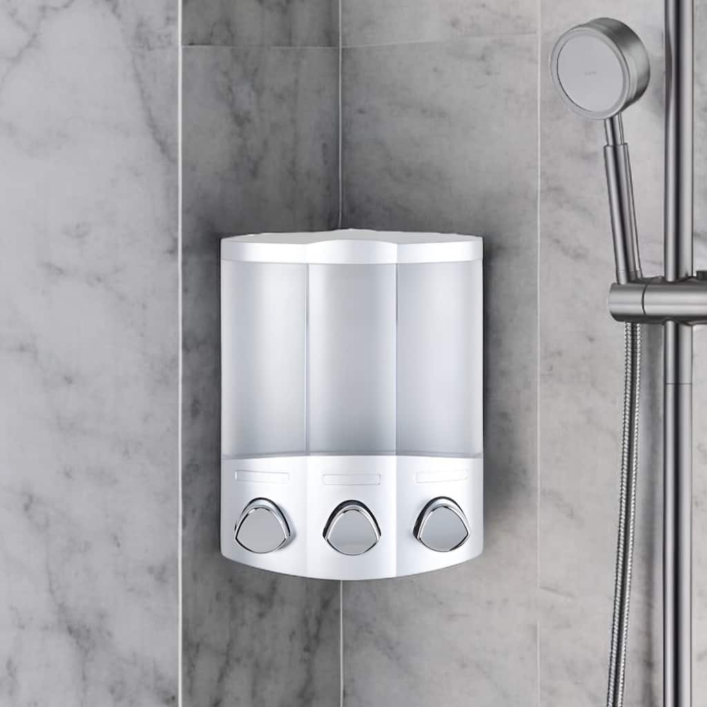 HomeRoots Gray Heavy Duty Plastic Three Chamber Wall Mount Soap Dispenser - 7' X '8.75' X '3.75
