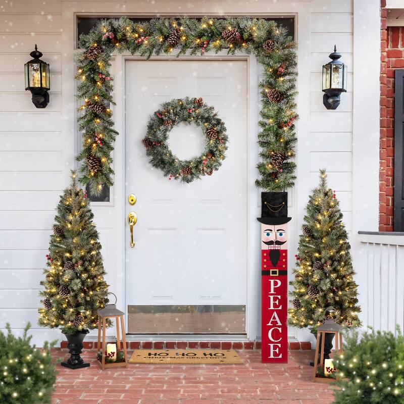 Glitzhome Wooden Christmas Nutcracker "PEACE" Porch Sign