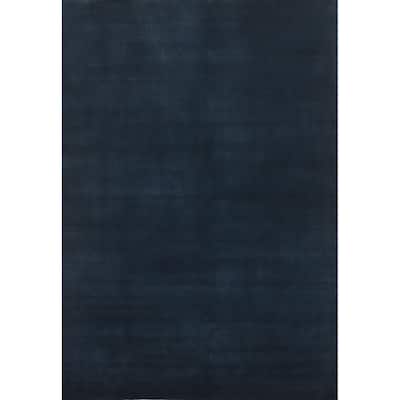 Vegetable Dye Navy Blue Gabbeh Turkish Large Rug Handmade Wool Carpet - 13' 11'' X 10' 1''