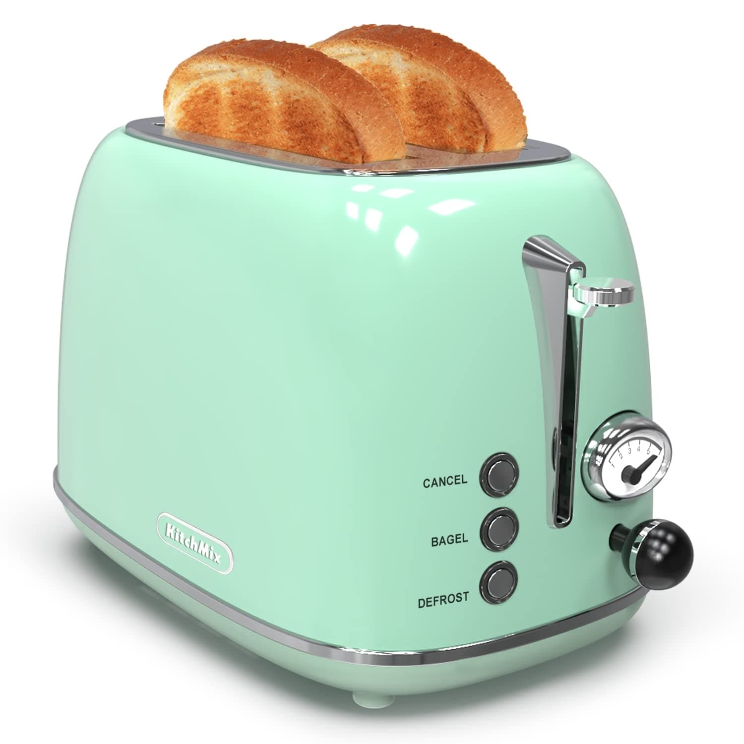Toaster 2 slice,Retro Stainless Steel Toaster with 6 Settings, 1.5 In Extra Wide Slots, Removable Crumb Tray (Baby pink)
