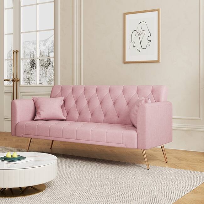 71" Velvet Green Gray Double Sofa Bed