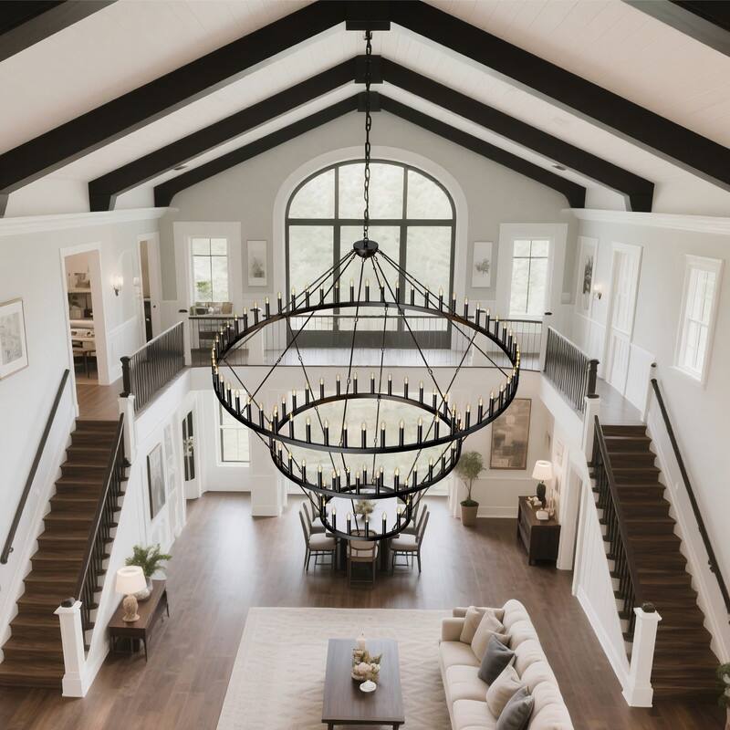 Large Wagon Wheel Chandelier,Round High Ceiling Chandeliers