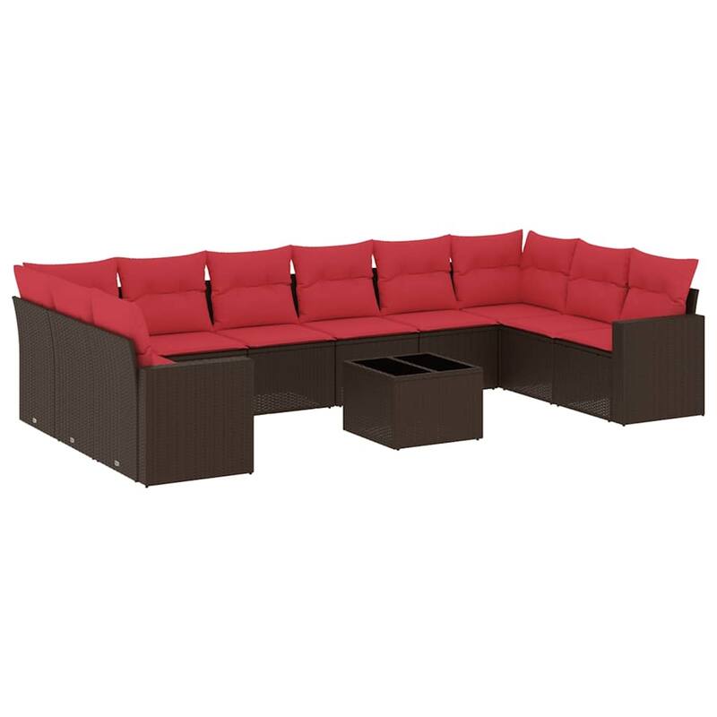 vidaXL 11 Piece Patio Sofa Set with Cushions Poly Rattan (US only) - 21.7x14.6x21.7