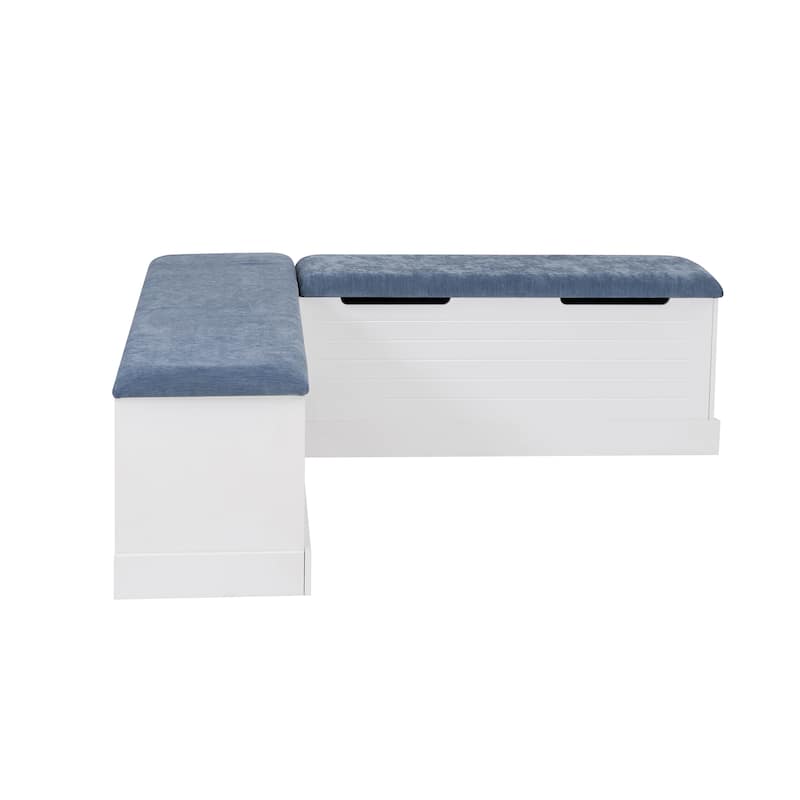 Nova L-Shaped Corner Nook with Blue Cushion and Storage
