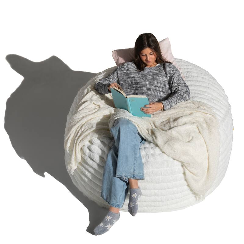 Jaxx Saxx 5 Foot Large Bean Bag Chair w/ Removable Cover for Adults, Mondo Fur