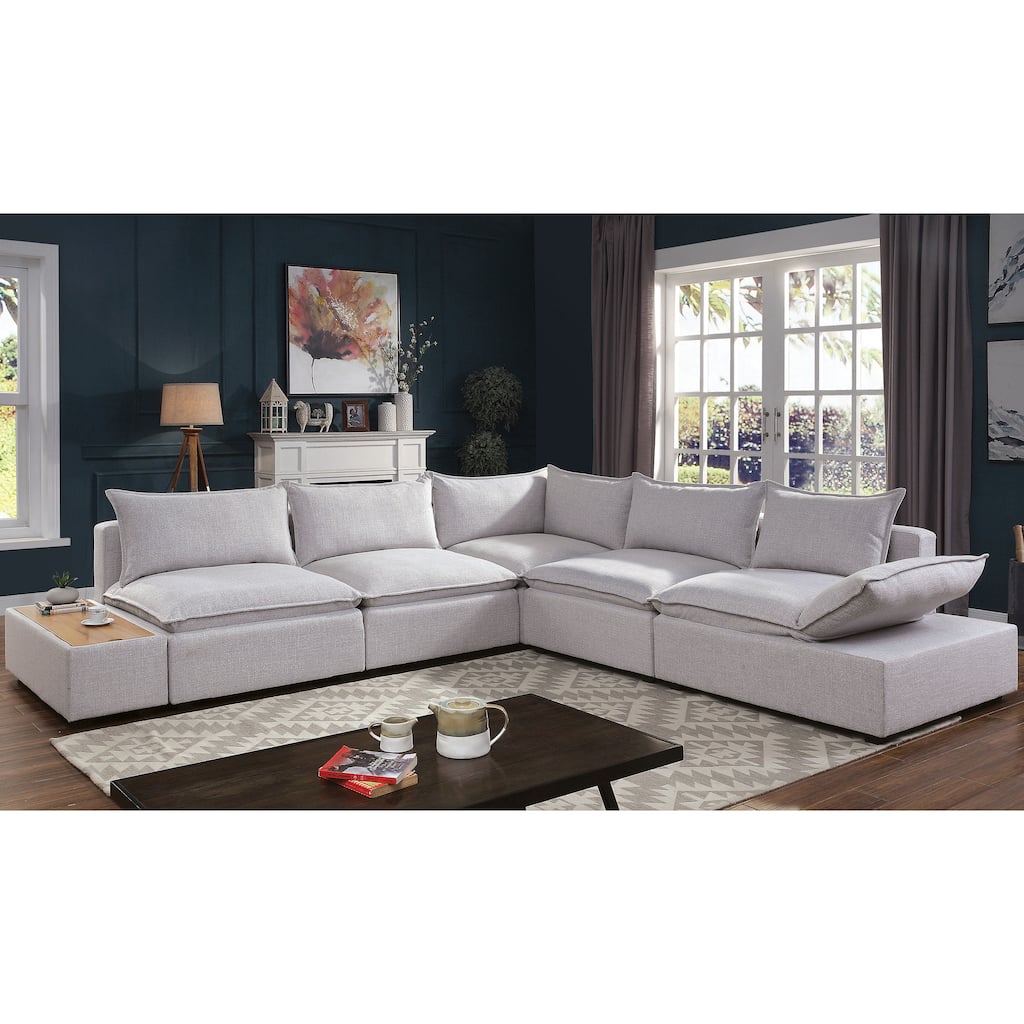 Fren Contemporary Light Grey Fabric Padded Sectional by Furniture of America