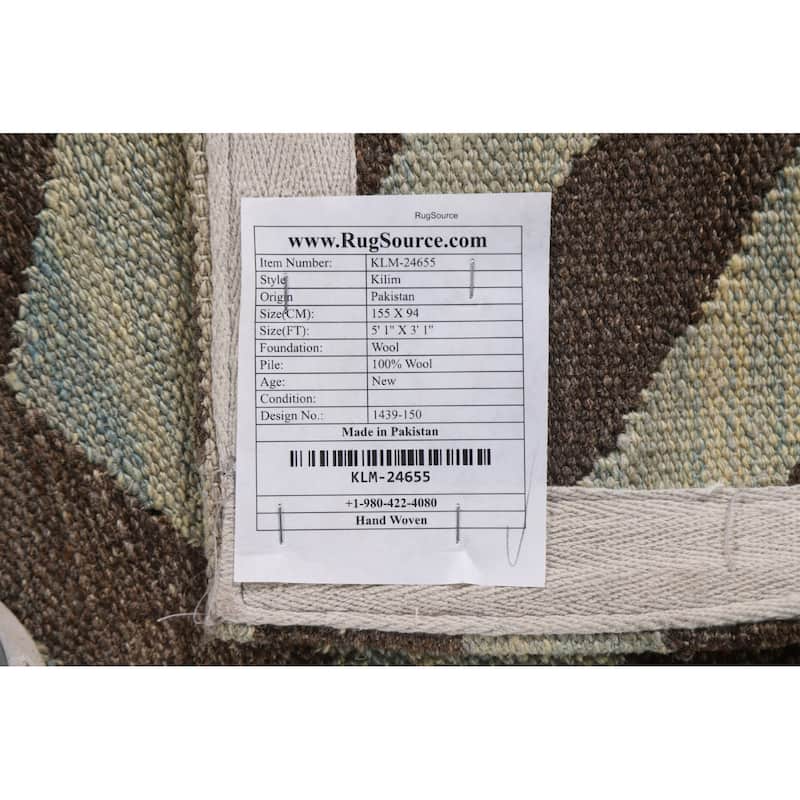 Chevron Kilim Oriental Accent Rug Hand-Woven Wool Carpet - 3'1"x 5'1"