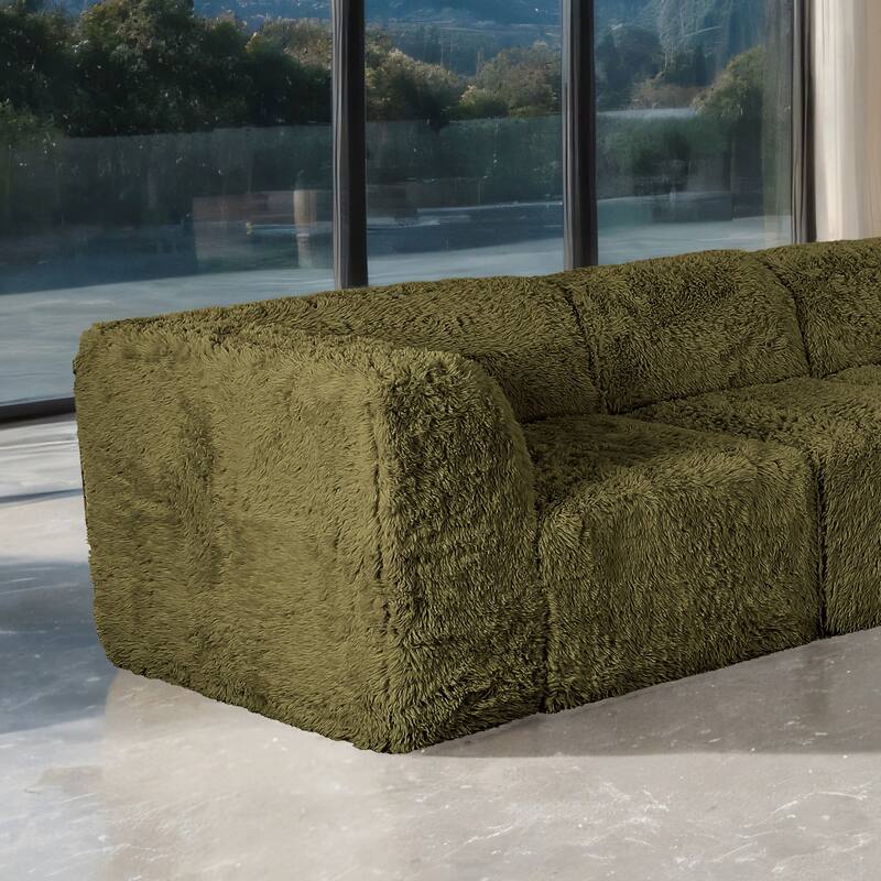 Furniture of America Ylena Modern 5-Piece Faux Fur Foam Modular Compressed Sectional Sofa