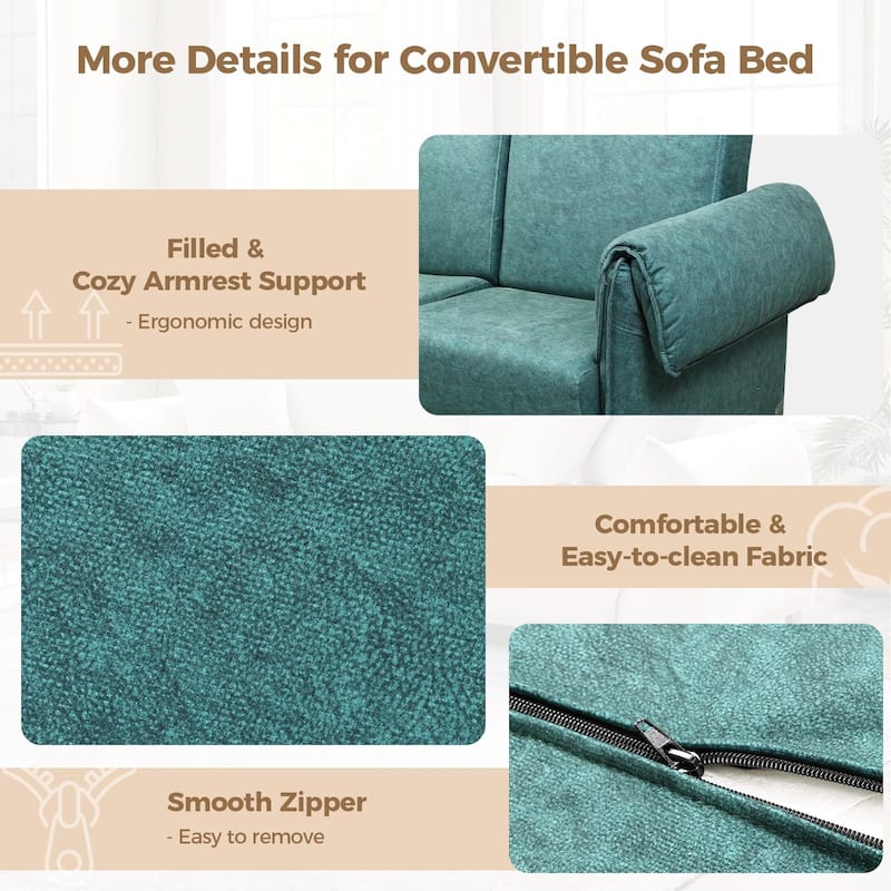 65" Loveseat Sleeper Sofa, Convertible Couch Bed Loveset Small Couchs for Living Room