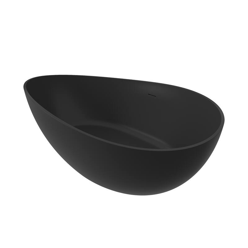 63" Solid Surface Freestanding Bathtub in Matte White/Black/Grey