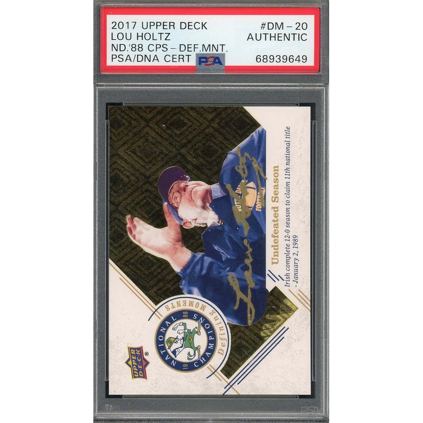 Lou Holtz 2017 Upper Deck Notre Dame 1988 Champions Signed Card #DM-20 Auto PSA - 8'6" x 11'6"