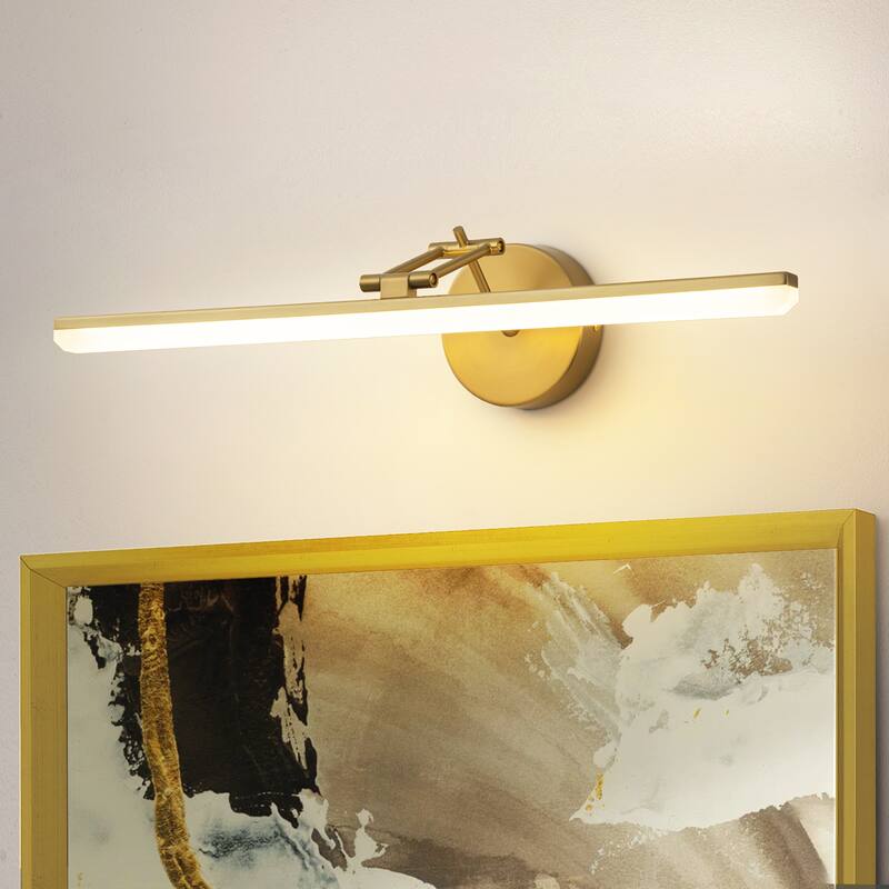 22.8" Mid-Century Modern Linear LED Bathroom Vanity Light Picture Frame Light - Gold