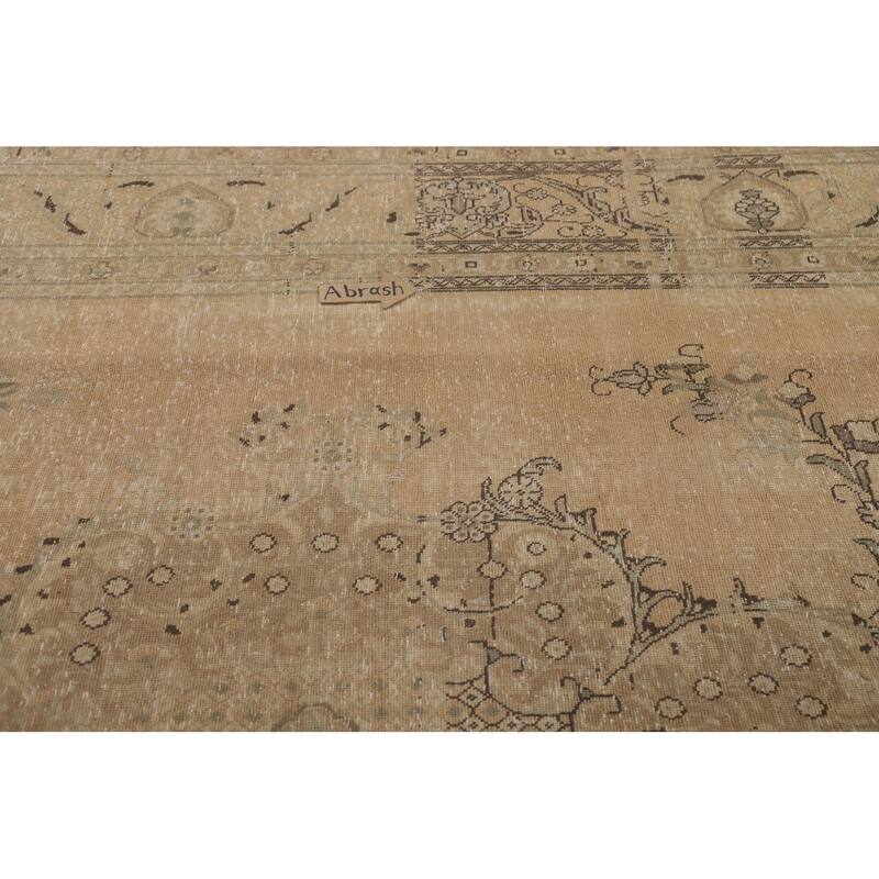 Antique Distressed Tabriz Persian Area Rug Handmade Wool Carpet - 9'10" x 12'9"