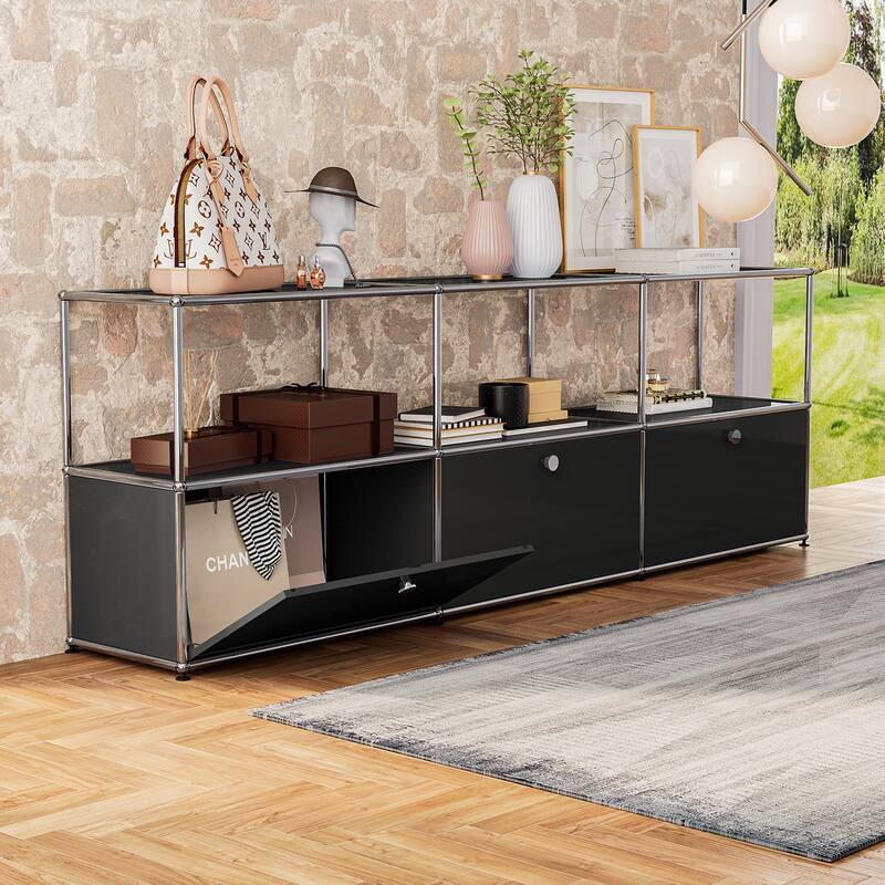Modern Sideboard Office Storage Credenza Cabinet Metal Organizer
