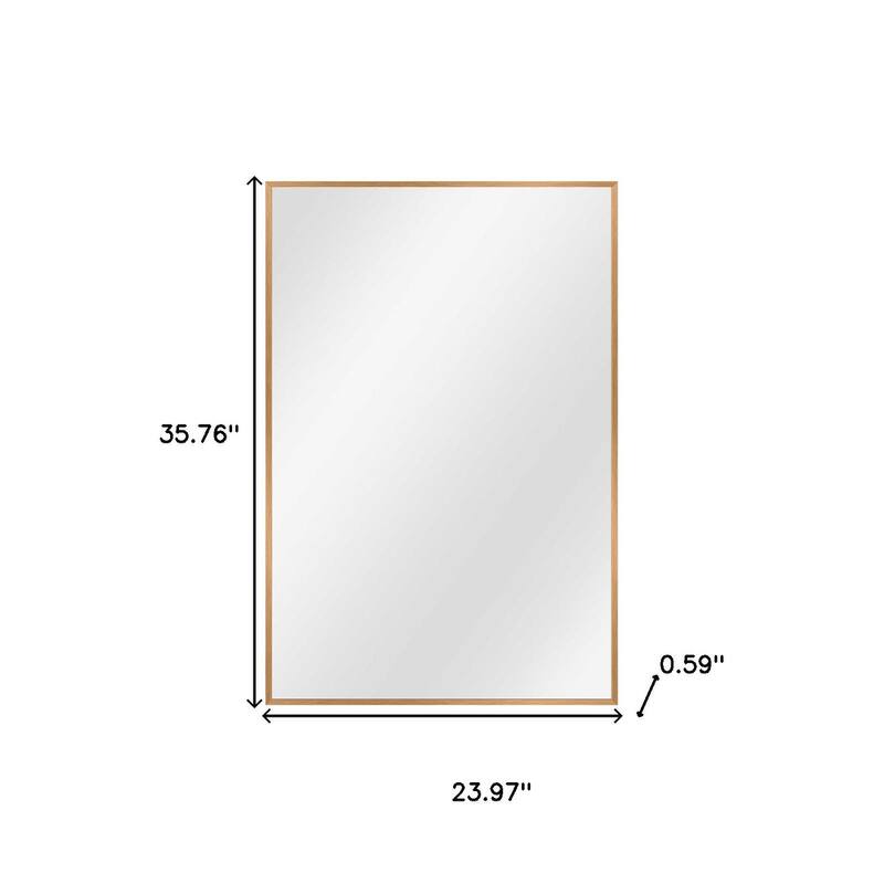 HomeRoots 36" Gold Aluminum Framed Accent Mirror - 23.97 in. x 35.76 in. x 0.59 in.