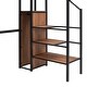 preview thumbnail 20 of 18, Twin Size Metal Loft Bed with Desk and Metal Grid, Stylish Metal Frame Bed with Lateral Storage Ladder and Wardrobe