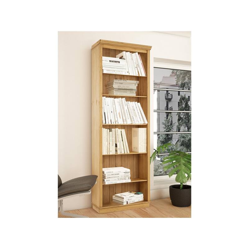Ren Home Anita Solid Wood Tall 6 Shelf Open Bookcase